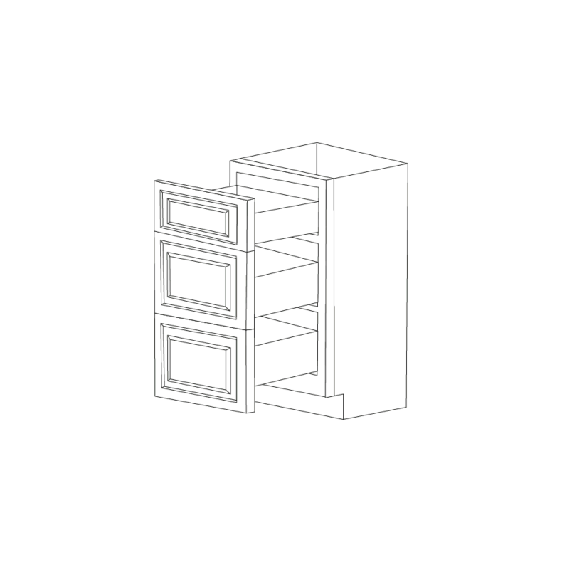 Dark Blue Inset Shaker 27" Three Drawer Base Cabinet - RTA