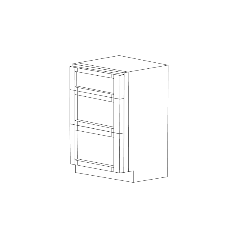 Fresno Grey Shaker 18" Three Drawer Base Cabinet - Assembled