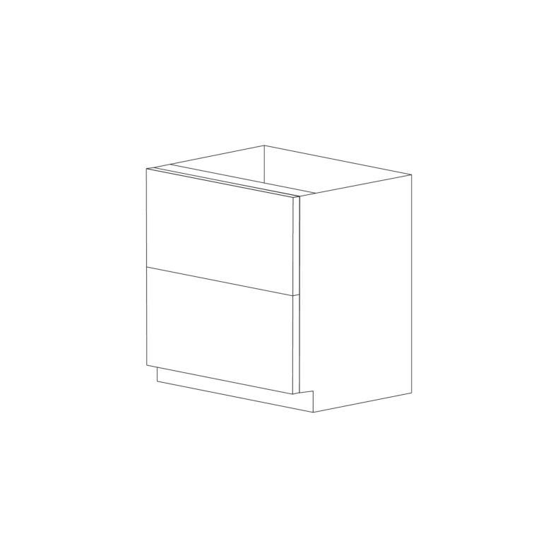 Piano Paint White Gloss 30" Two Drawer Base Cabinet - Assembled