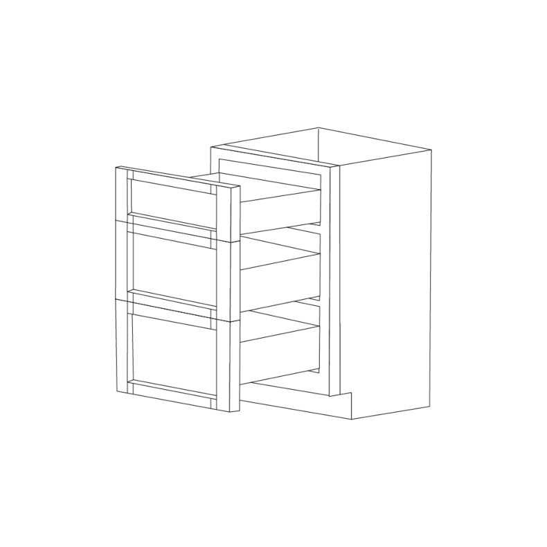 Fresno Grey Shaker 18" Three Drawer Base Cabinet - Assembled