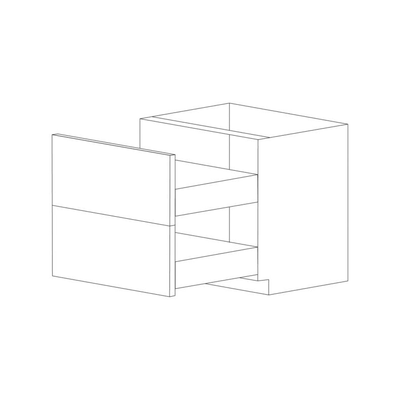 Pure White Flat Panel 36" Two Drawer Base Cabinet - Assembled