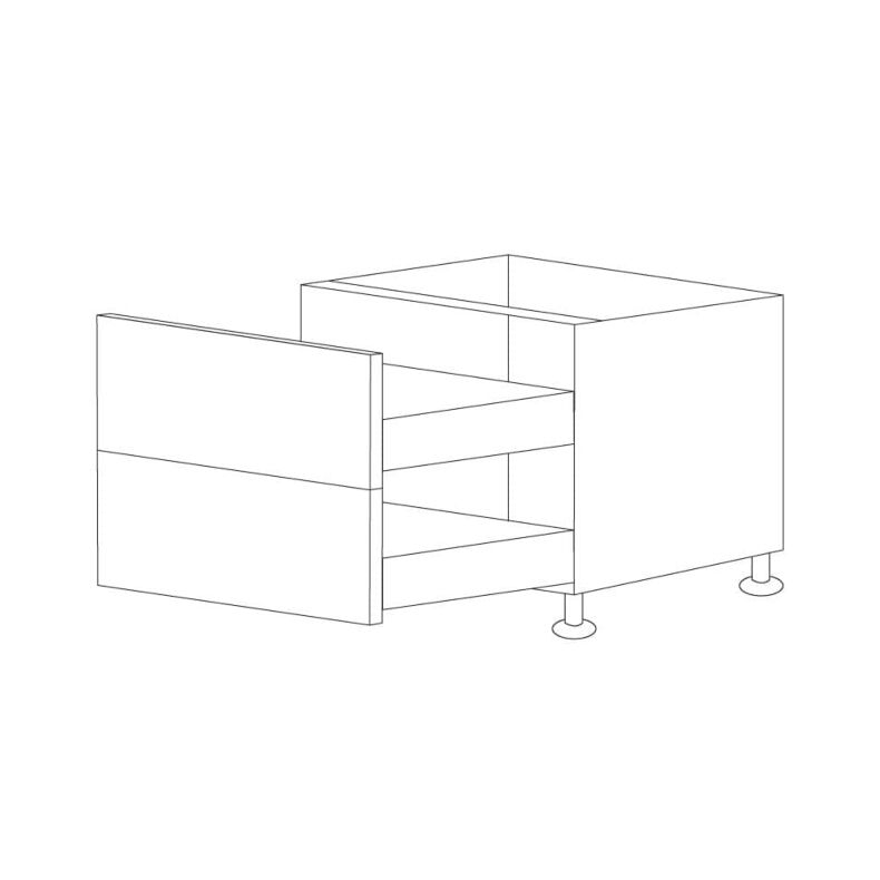 Glossy Gray 36" Drawer Base Cabinet 2 Drawers - RTA