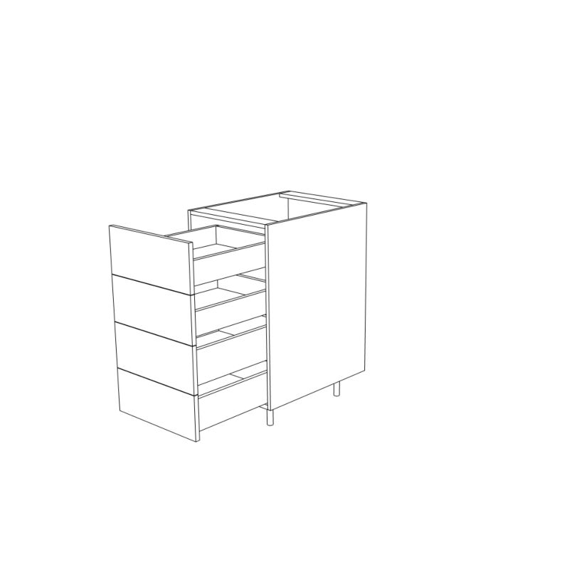 Moonlight White 18" Drawer Base Cabinet - 4Drawers - Assembled