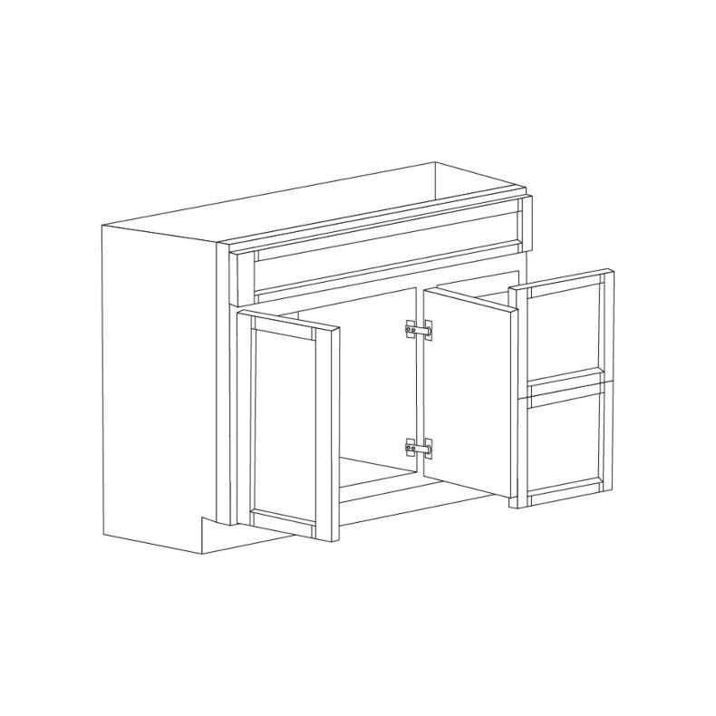 Irvine White Shaker 36" Vanity Cabinet with Drawers on Right - RTA