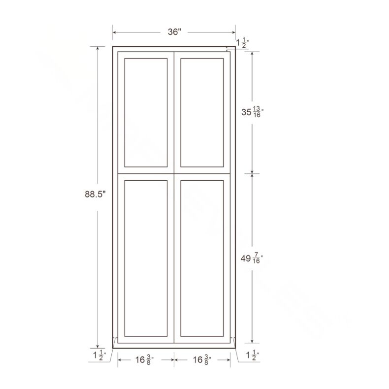 Snow White Inset Shaker 36x93 Utility Cabinet - RTA