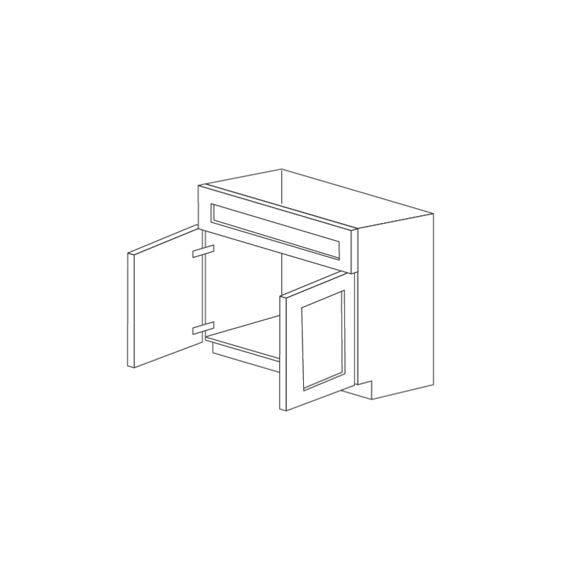 Jersey White Shaker 36" Sink Base Cabinet with Drawer - RTA