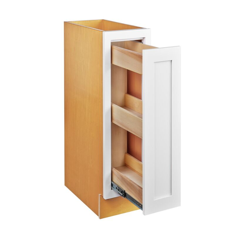 Snow White Inset Shaker 9" Base Spice Drawer Cabinet - RTA