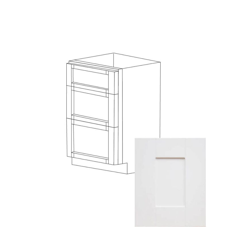 Irvine White Shaker 15" Three Drawer Vanity Cabinet - RTA Irvine White Shaker 15" Three Drawer Vanity Cabinet - RTA