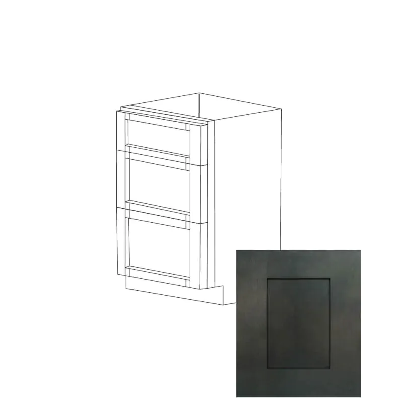 Ashton Grey Shaker 15" Three Drawer Vanity Cabinet - RTA Ashton Grey Shaker 15" Three Drawer Vanity Cabinet - RTA