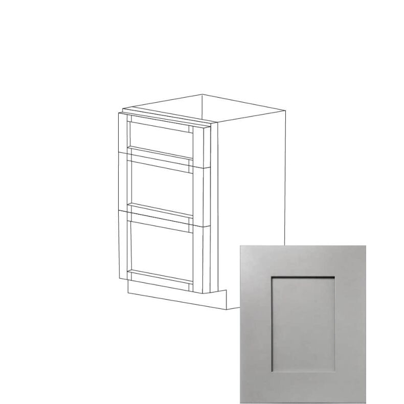 Fresno Grey Shaker 18" Three Drawer Vanity Cabinet - RTA Fresno Grey Shaker 18" Three Drawer Vanity Cabinet - RTA