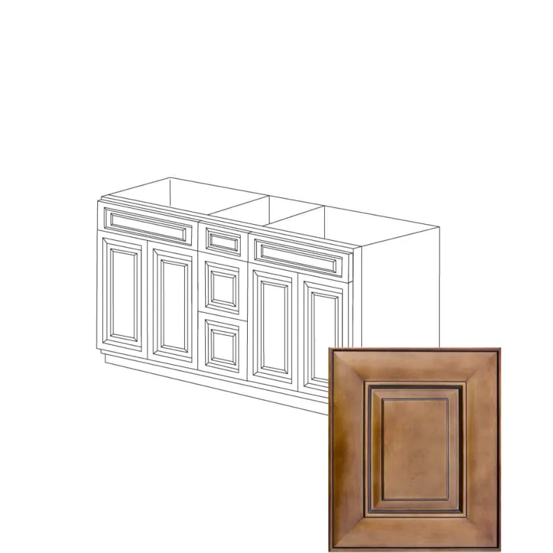 Catalina Coffee Square 60" Double Sinks Base Vanity With Center Drawers - RTA Catalina Coffee Square 60" Double Sinks Base Vanity With Center Drawers - RTA