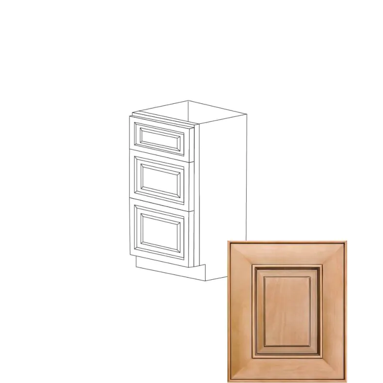 Orlando Ginger Square 12" Vanity - 3 Drawers - RTA Orlando Ginger Square 12" Vanity - 3 Drawers - RTA