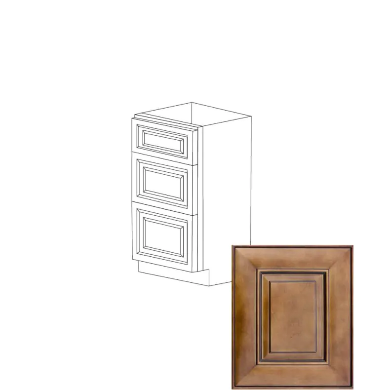 Catalina Coffee Square 15" Vanity - 3 Drawers - RTA Catalina Coffee Square 15" Vanity - 3 Drawers - RTA