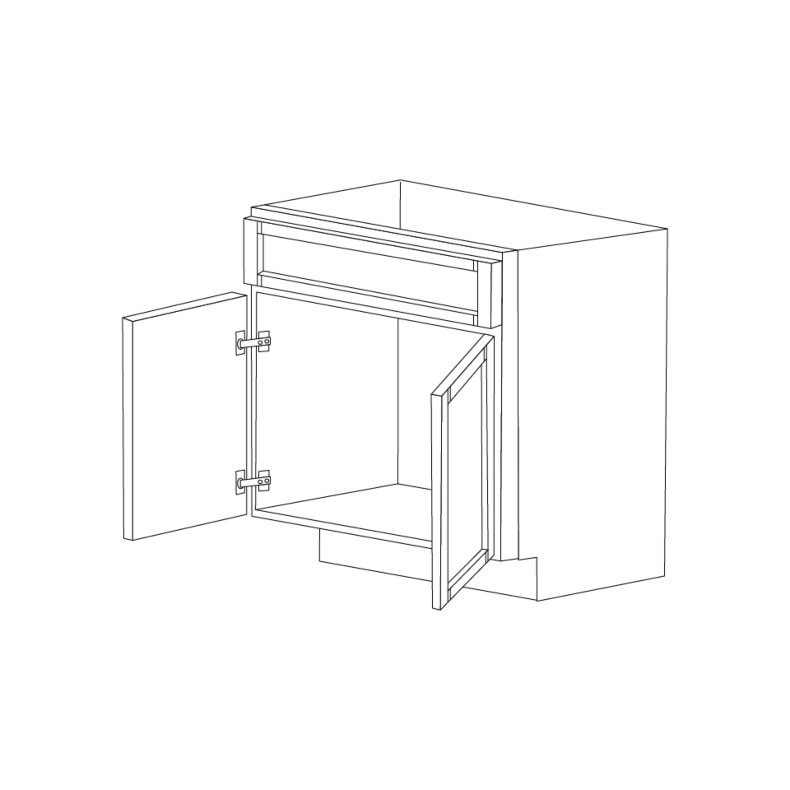 Lacquer White 30" Sink Base Vanity 2 Doors 1 False - RTA
