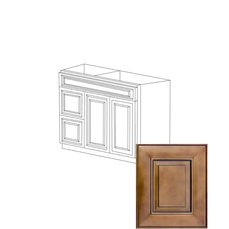 Catalina Coffee Square 36" Sink Base Vanity With 3 Drawers On Left - RTA
