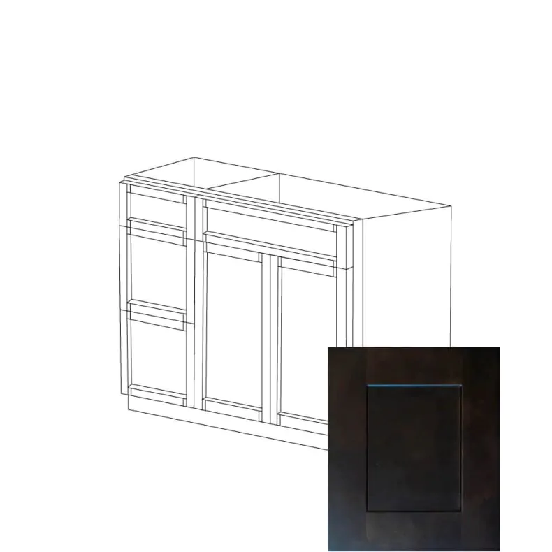 Midnight Java Shaker 36" Sink Base Vanity With 3 Drawers On Left - RTA Midnight Java Shaker 36" Sink Base Vanity With 3 Drawers On Left - RTA