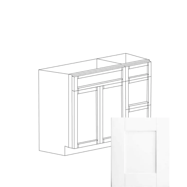 Aspen White Shaker 36" Sink Base Vanity With 3 Drawers On Right - RTA Aspen White Shaker 36" Sink Base Vanity With 3 Drawers On Right - RTA