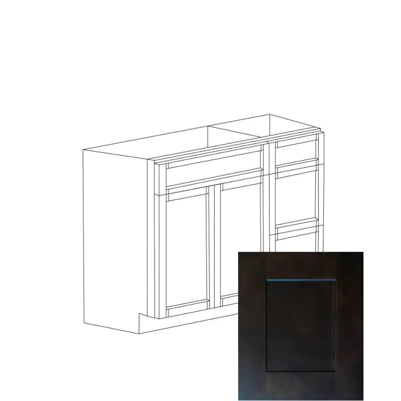 Midnight Java Shaker 36" Sink Base Vanity With 3 Drawers On Right - RTA Midnight Java Shaker 36" Sink Base Vanity With 3 Drawers On Right - RTA