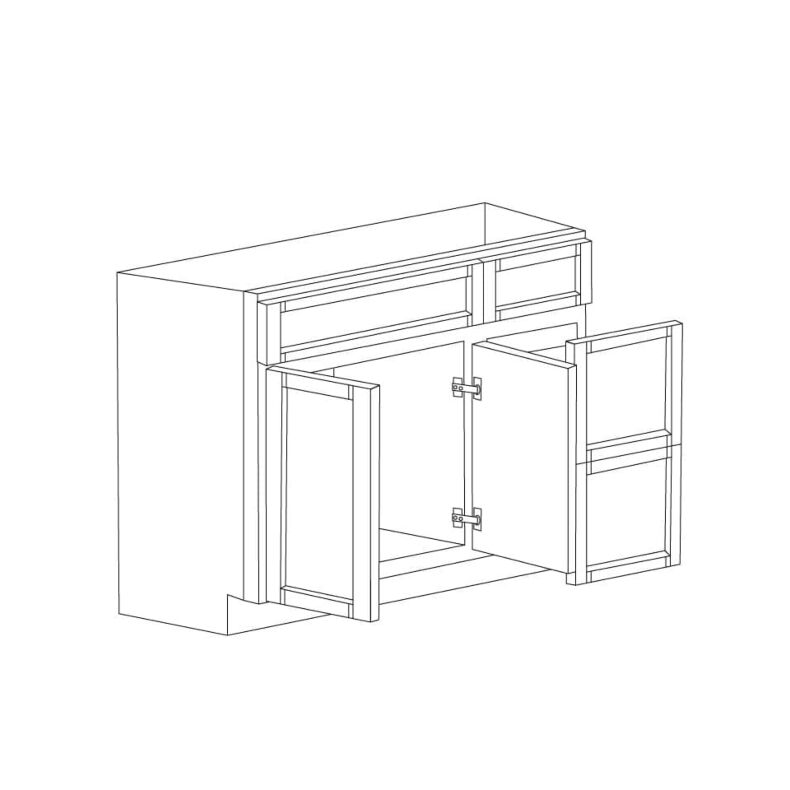 Midnight Java Shaker 36" Sink Base Vanity With 3 Drawers On Right - RTA