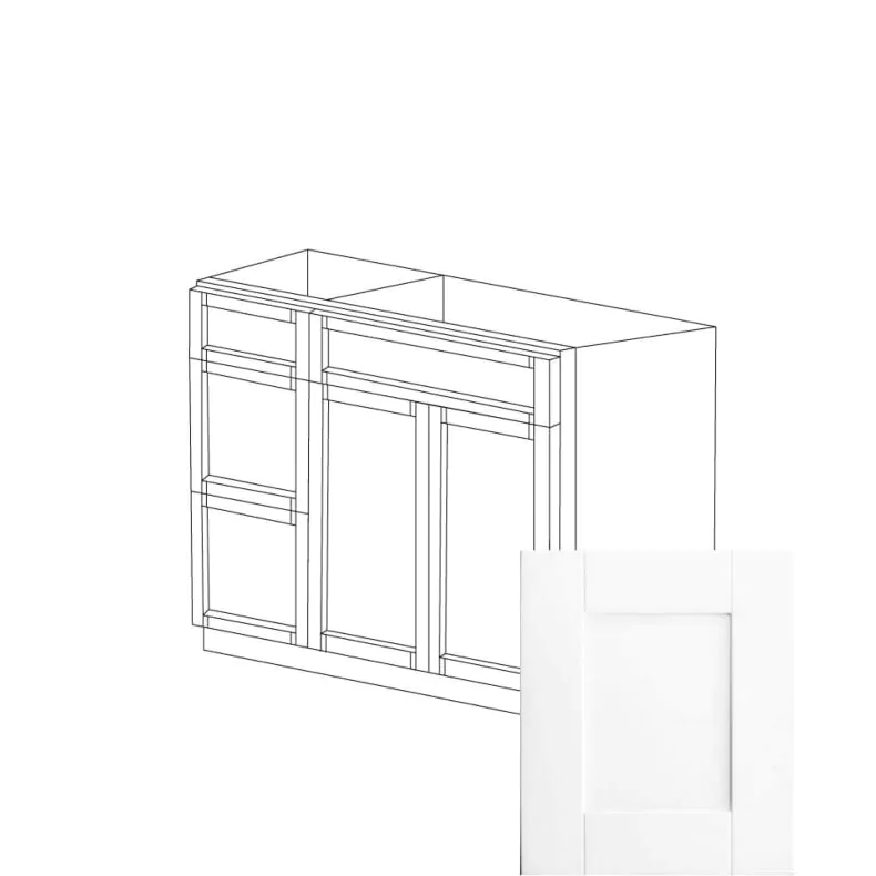 Aspen White Shaker 42" Sink Base Vanity With 3 Drawers On Left - RTA Aspen White Shaker 42" Sink Base Vanity With 3 Drawers On Left - RTA