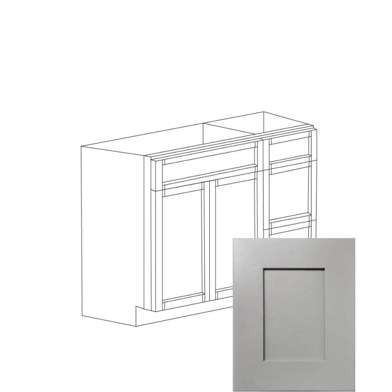 Fresno Grey Shaker 42" Vanity Cabinet with Drawers on Right - RTA