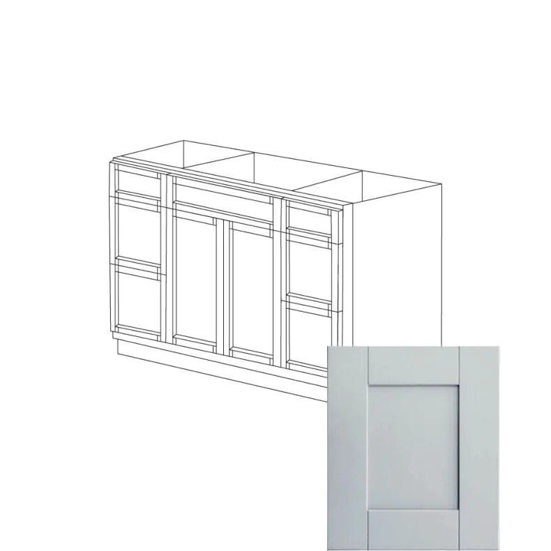 Alden Grey Shaker 48" Sink Base Vanity With Two Side Drawers - RTA