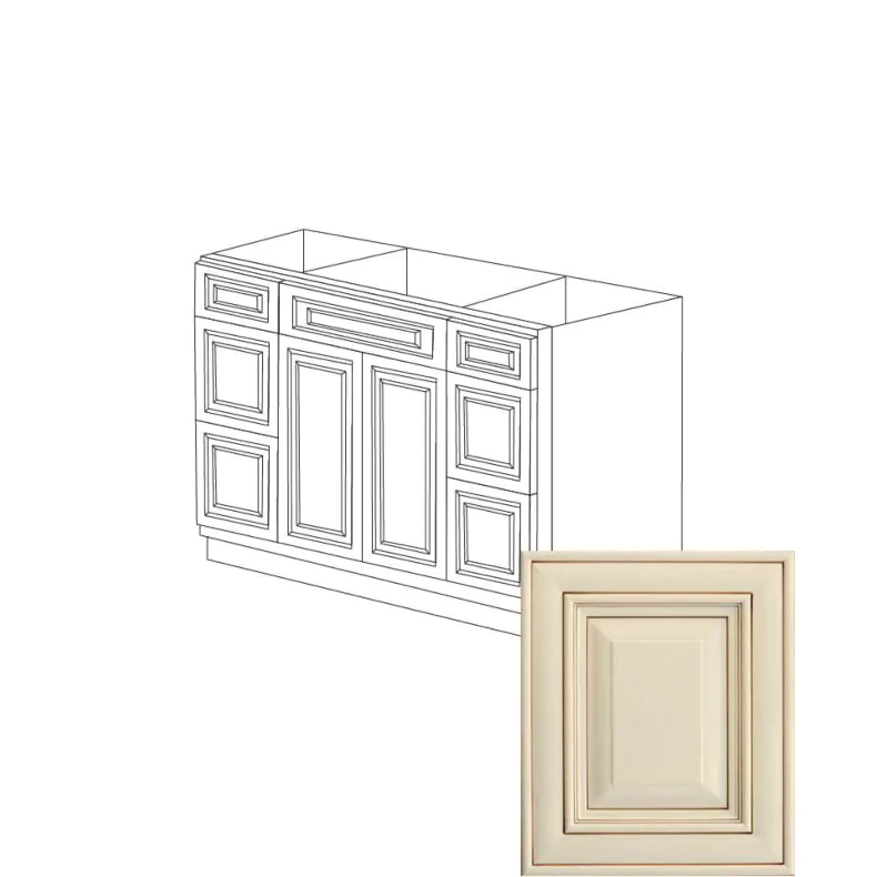 Ivory Antique White 48" Sink Base Vanity With Two Side Drawers - RTA
