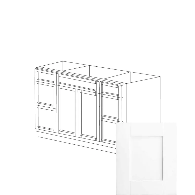 Aspen White Shaker 60" Sink Base Vanity With Two Side Drawers - RTA Aspen White Shaker 60" Sink Base Vanity With Two Side Drawers - RTA