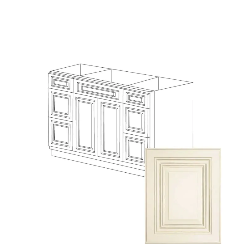 Arcadia Antique White 60" Vanity Cabinet with Drawers - RTA Arcadia Antique White 60" Vanity Cabinet with Drawers - RTA