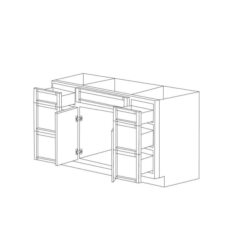 Aspen White Shaker 60" Sink Base Vanity With Two Side Drawers - RTA