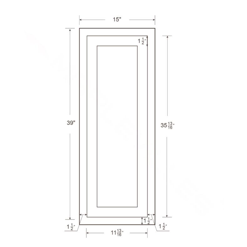 Snow White Inset Shaker 15x39 Wall Cabinet - RTA