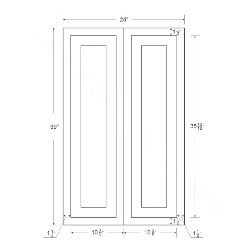 Snow White Inset Shaker 24x39 Wall Cabinet - RTA