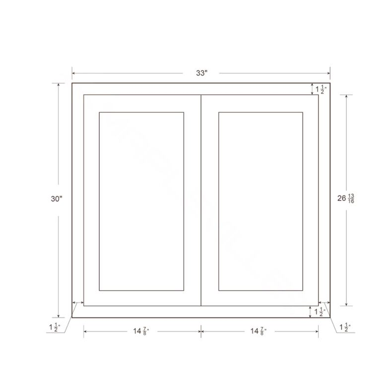 Dark Blue Inset Shaker 33x30 Wall Cabinet - RTA