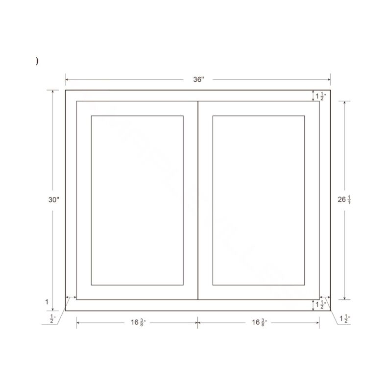 Dark Blue Inset Shaker 36x30 Wall Cabinet - RTA