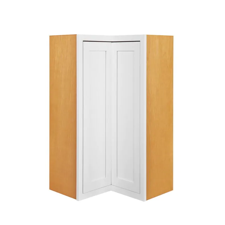 Snow White Inset Shaker 27x30 Bi-Fold Corner Wall Cabinet - RTA