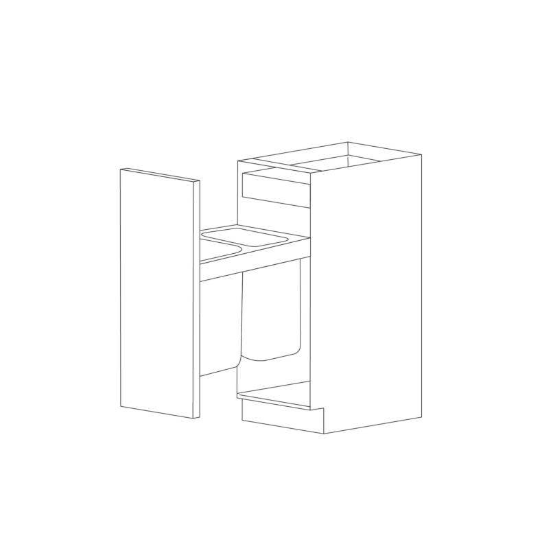 Bella 18" Double Trash Can Cabinet - Full Height Door - White Melamine Box - RTA