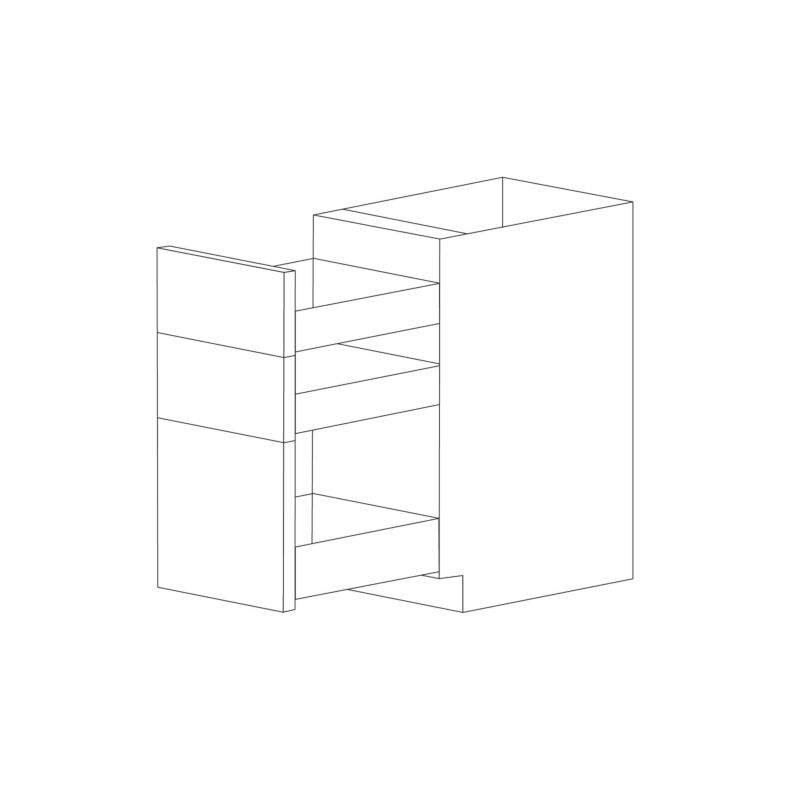 Lucca 18" Three Drawer Base Cabinet - White Melamine Box - RTA