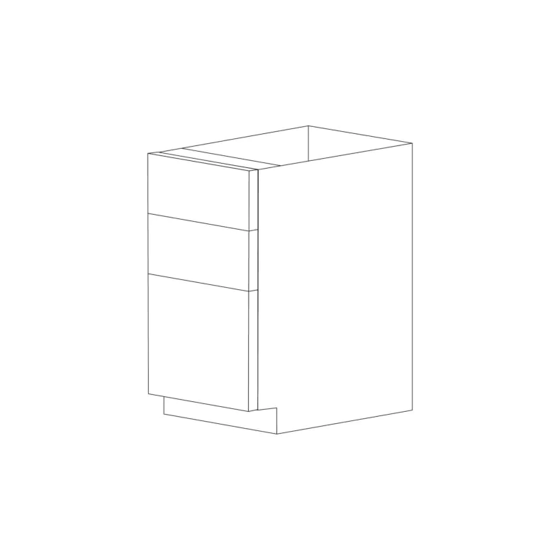 Bella 21" Three Drawer Base Cabinet - White Melamine Box - RTA