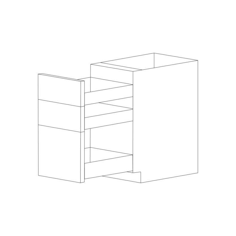 Bella 21" Three Drawer Base Cabinet - White Melamine Box - RTA
