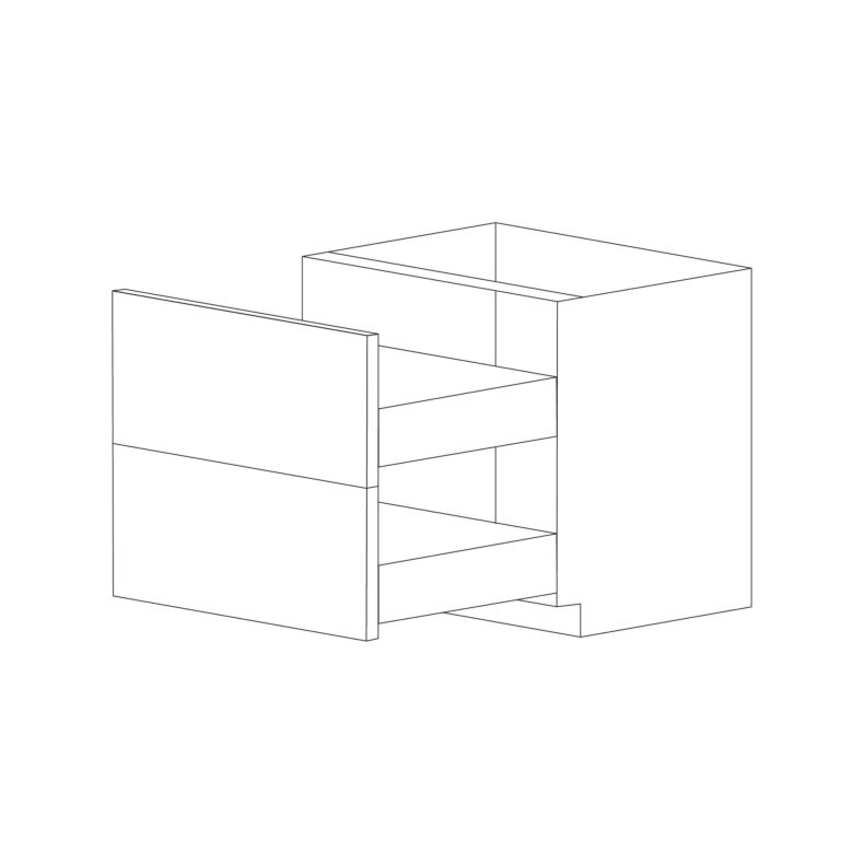 Lucca 36" Two Drawer Base Cabinet - White Melamine Box - RTA