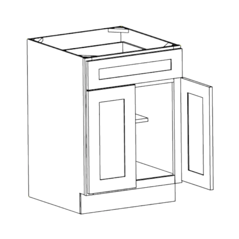 White Double Shaker 33" Base Cabinet - RTA
