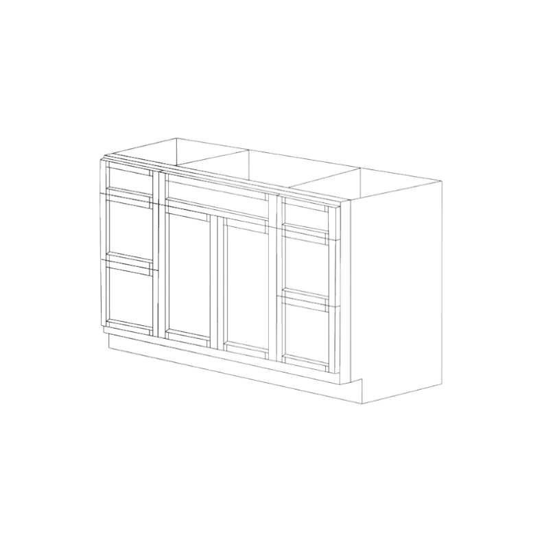 Modern Black Shaker 48" Vanity Combo: Two Doors + Six Drawers - RTA