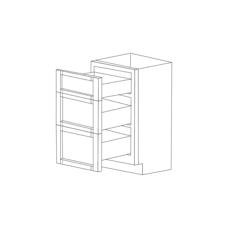 Midnight Java Shaker 18" Drawer Base Cabinet - 3 Drawers - RTA