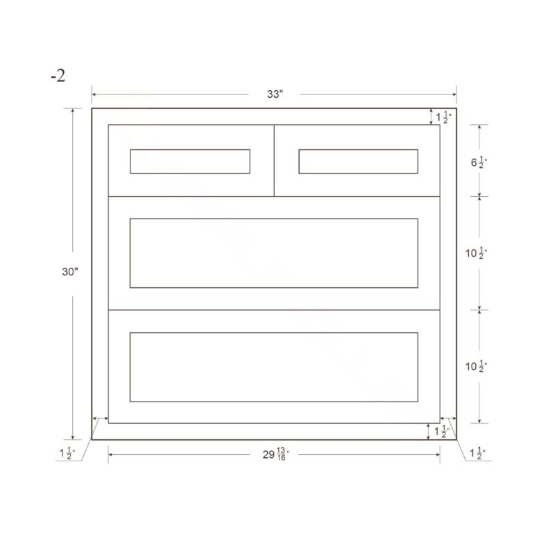 Dark Blue Inset Shaker 36" Four Drawer Base Cabinet - RTA