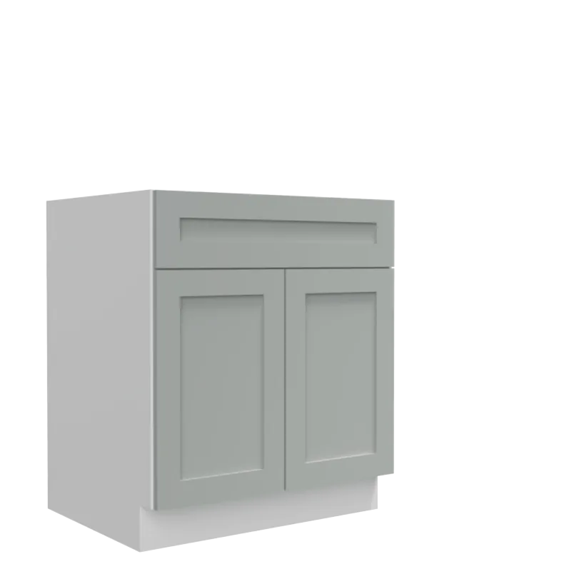 Lunar Grey Shaker 36" Base Cabinet - Double Doors - White Melamine Box - RTA Lunar Grey Shaker 36" Base Cabinet - Double Doors - White Melamine Box - RTA