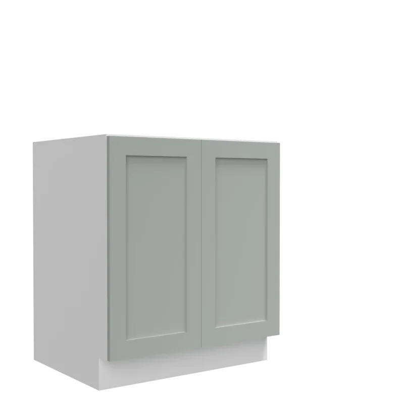 Lunar Grey Shaker 30" Base Cabinet - Full Height Door - Double Doors - White Melamine Box - RTA Lunar Grey Shaker 30" Base Cabinet - Full Height Door - Double Doors - White Melamine Box - RTA