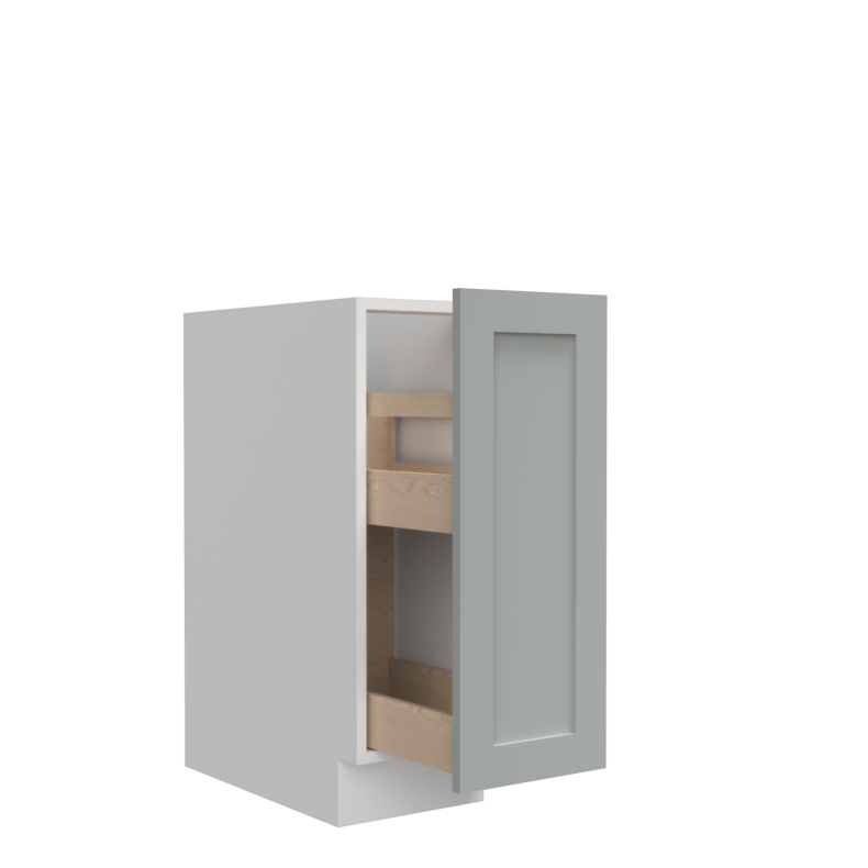 Lunar Grey Shaker 12" Base Spice Drawer Cabinet - White Melamine Box - RTA