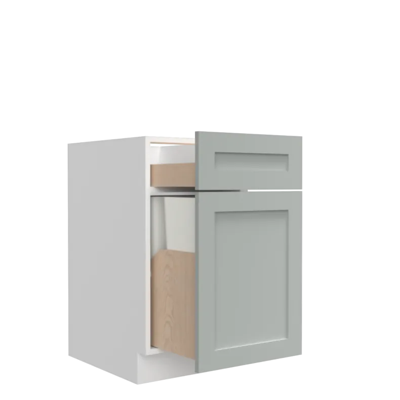 Lunar Grey Shaker 18" Double Trash Can Cabinet - White Melamine Box - RTA