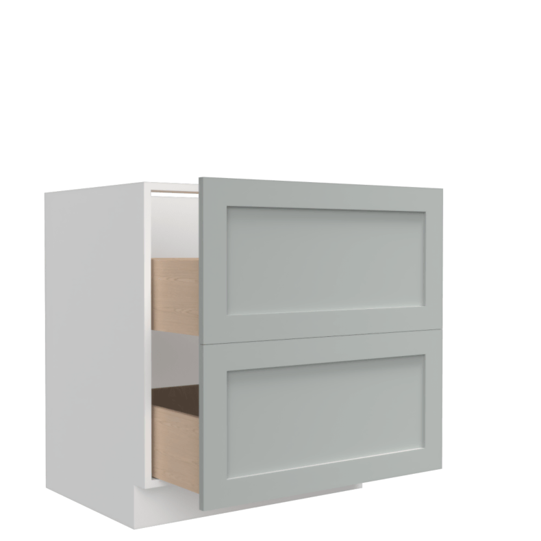 Lunar Grey Shaker 30" Two Drawer Base Cabinet - White Melamine Box - RTA