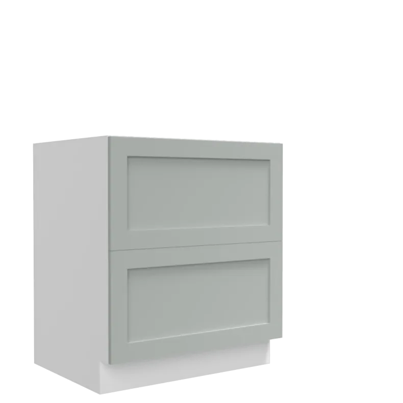 Lunar Grey Shaker 30" Two Drawer Base Cabinet - White Melamine Box - RTA Lunar Grey Shaker 30" Two Drawer Base Cabinet - White Melamine Box - RTA